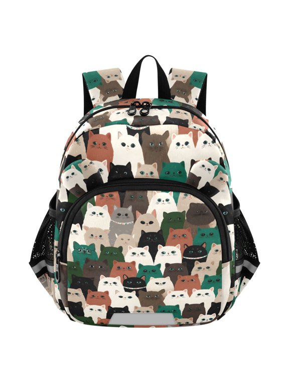 Cute Doodle Cartoon Cats Mini Backpack School Bookbag Age 3-7 Small