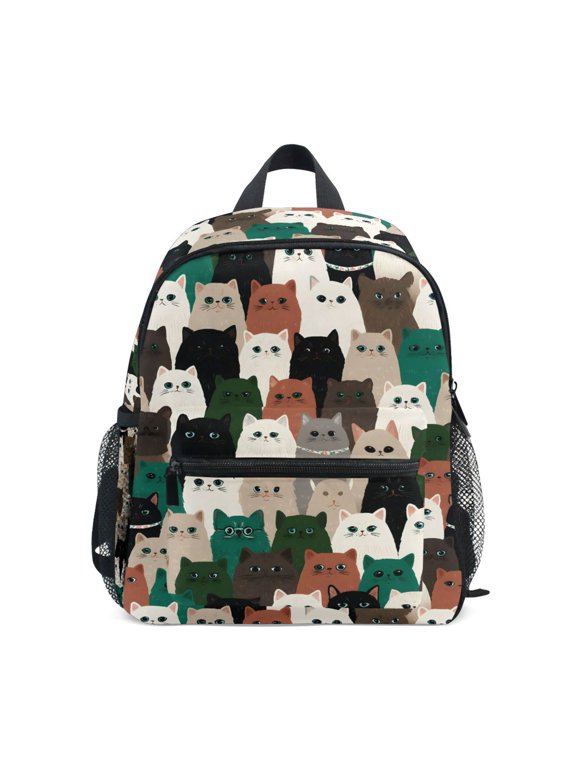 Cute Doodle Cartoon Cats Toddler Backpack for Preschool Kindergarten Kids Bags