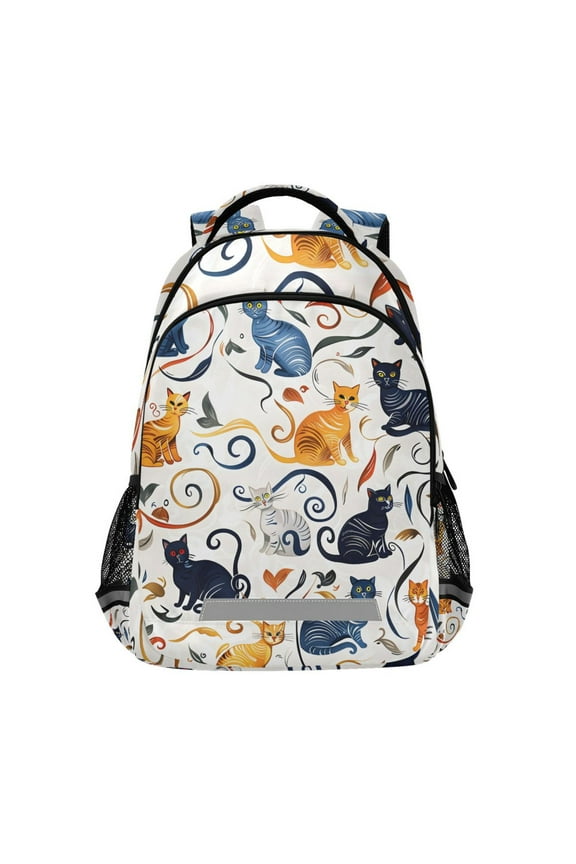 Cute Doodle Cat Backpack Elementary School Bag Bookbag Travel Rucksack