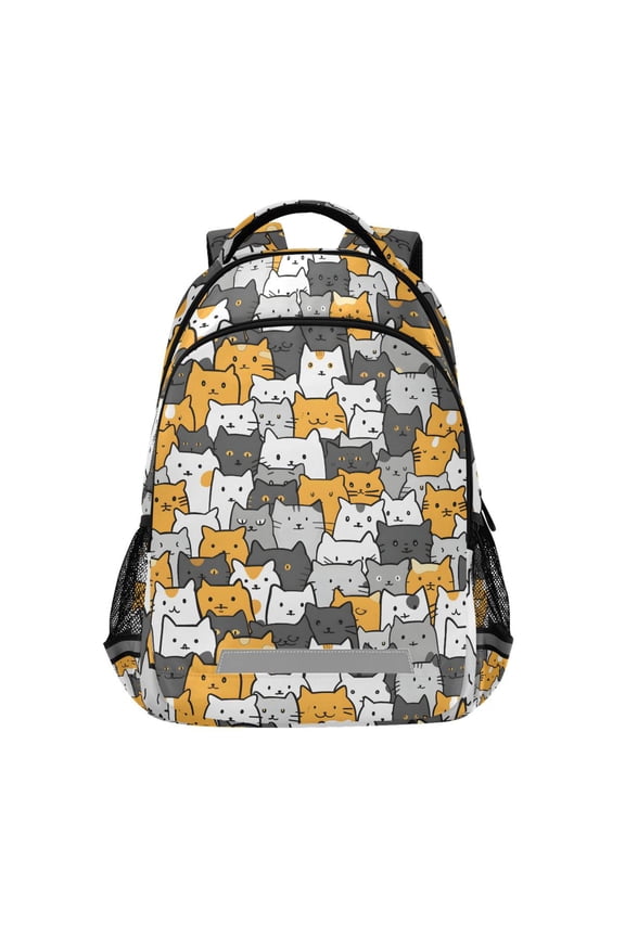 Cute Doodle Cats Backpack Elementary School Bag Bookbag Travel Rucksack