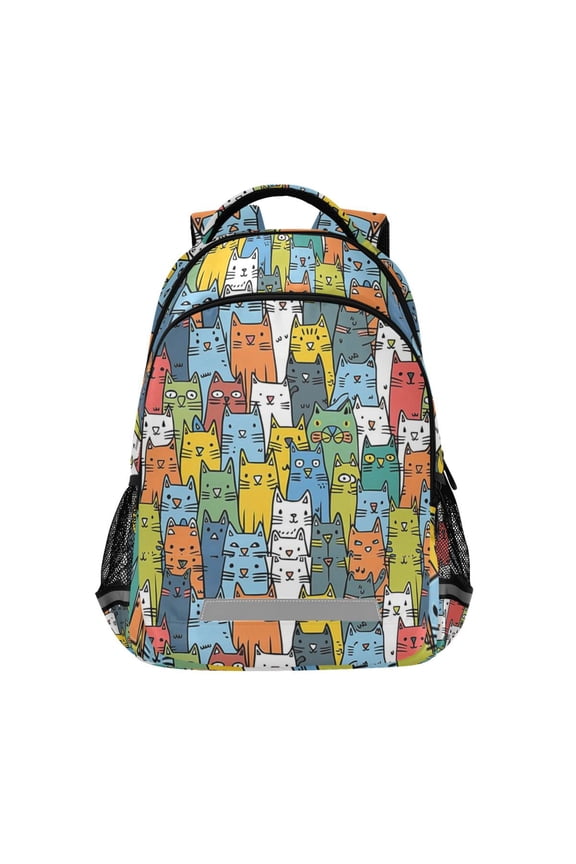 Cute Doodle Cats-a1 Backpack Elementary School Bag Bookbag Travel Rucksack
