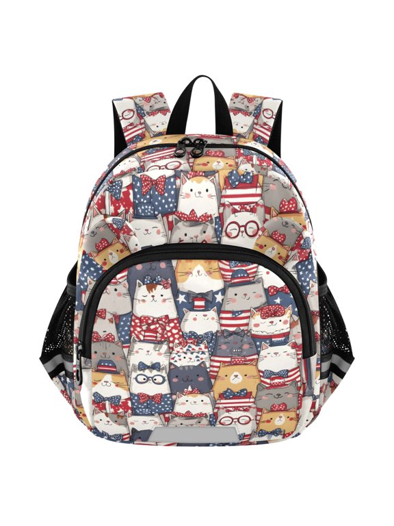 Cute Doodle Cats with Bows Mini Backpack School Bookbag Age 3-7 Small