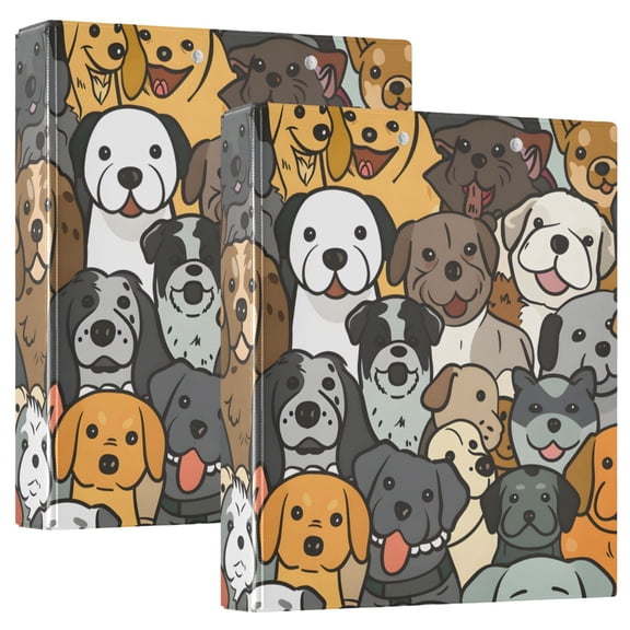 ALAZA Cute Doodle Dog Corgi Hardcover 3 Ring Binder 1.5" Round Rings Interior Pockets Binders Organizer 2 Pack