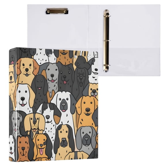 ALAZA Cute Doodle Dog Hardcover 3 Ring Binder 1.5" Round Rings Interior Pockets Binders Organizer 1 Pack