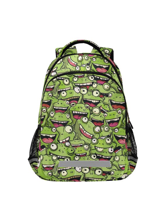Cute Doodle Frog Backpack Elementary School Bag Bookbag Travel Rucksack