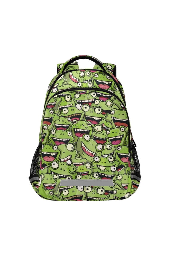 Cute Doodle Frog Backpack Elementary School Bag Bookbag Travel Rucksack