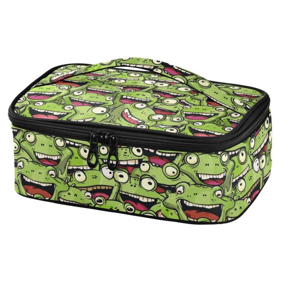 ALAZA Cute Doodle Frog Lunch Box Insulated Cooler Tote Bag Reusable School Picnic Travel Office