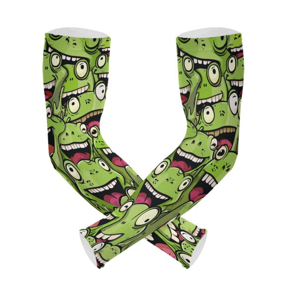 ALAZA Cute Doodle Frog UV Sun Protection Arm Sleeves UPF 50+ Compression Cooling Sleeve 1 Pair