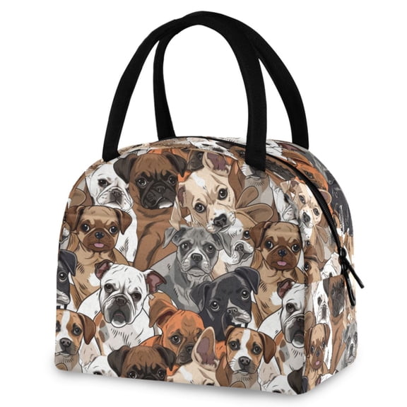 ALAZA Cute Doodle Pug Dogs Insulated Lunch Box Reusable Cooler Tote Bag Work Office Picnic