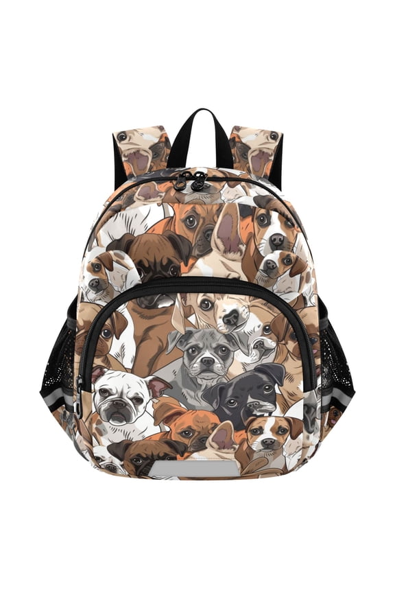 Cute Doodle Pug Dogs Mini Backpack School Bookbag Age 3-7 Medium