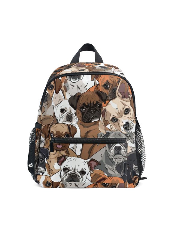 Cute Doodle Pug Dogs Toddler Backpack for Preschool Kindergarten Kids Bags
