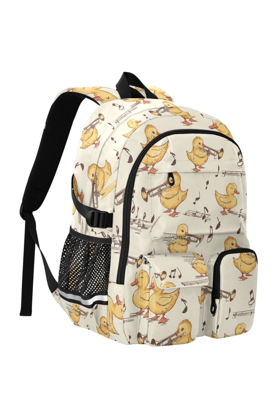 Cute Duck Musical Print Student Backpack School Bookbag Large Laptop Daypack Travel Bag