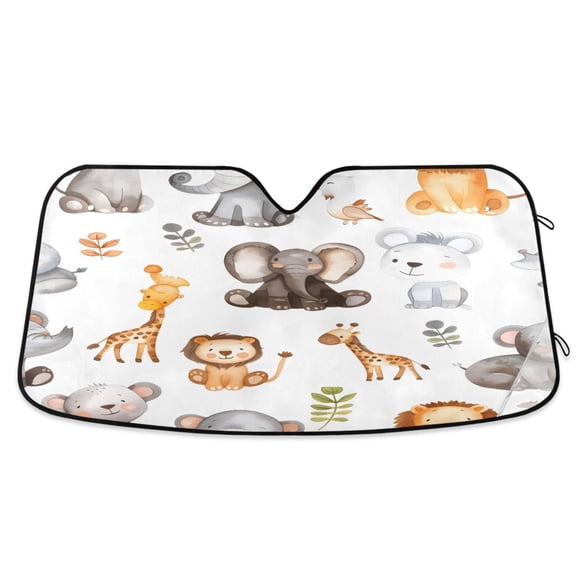 ALAZA Cute Elephant Zoo Windshield Sun Shade Car Foldable Visor Block UV Rays Protector 55"x27.6"
