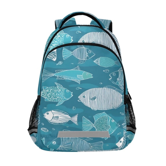 ALAZA Cute Fishes Backpack Elementary School Bag Bookbag Travel Rucksack