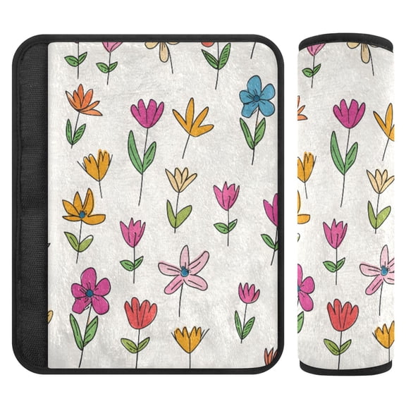 ALAZA Cute Floral Car Seat Belt Adjuster Neck Covers Shoulder Cushions Pads S