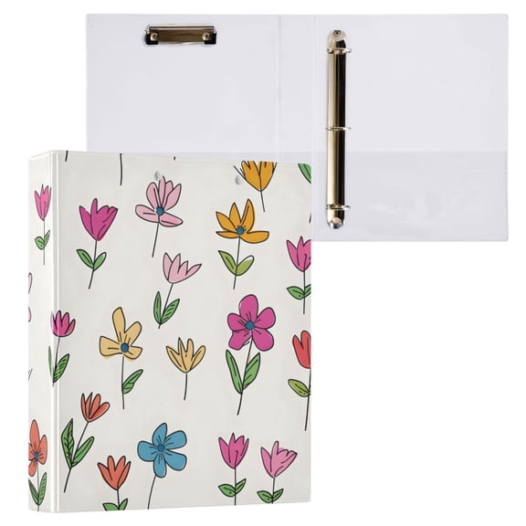 ALAZA Cute Floral Hardcover 3 Ring Binder 1.5" Round Rings Interior Pockets Binders Organizer 1 Pack