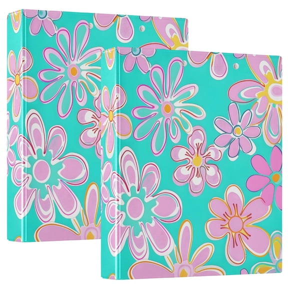 ALAZA Cute Floral Hardcover 3 Ring Binder 1.5" Round Rings Interior Pockets Binders Organizer 2 Pack