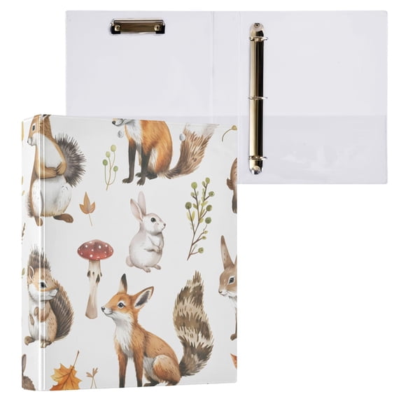 ALAZA Cute Forest Animals Hardcover 3 Ring Binder 1.5" Round Rings Interior Pockets Binders Organizer 1 Pack