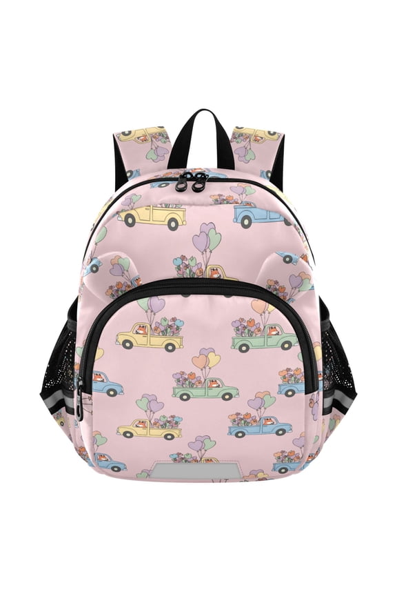 Cute Fox Driving Mini Backpack School Bookbag Age 3-7 Medium