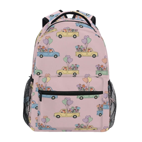 ALAZA Cute Fox Driving Pattern School Backpack Elementary Bookbag Laptop Bags Travel Daypack