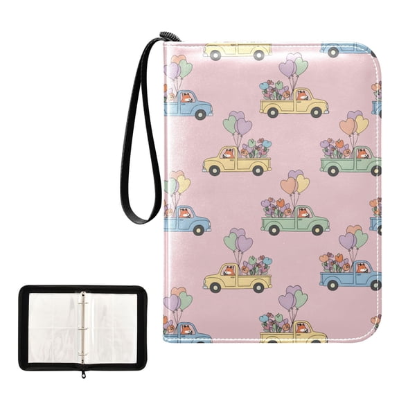 ALAZA Cute Fox Driving Trading Card Binder 4 Pocket Cards Collection Album 400 Folder Holder