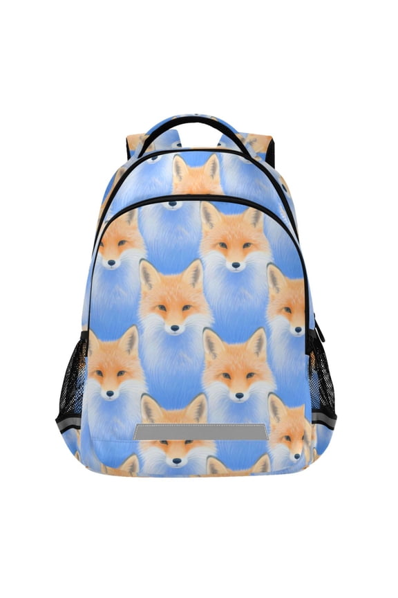 Cute Fox Pattern Backpack Elementary School Bags Student Bookbag Travel Rucksack
