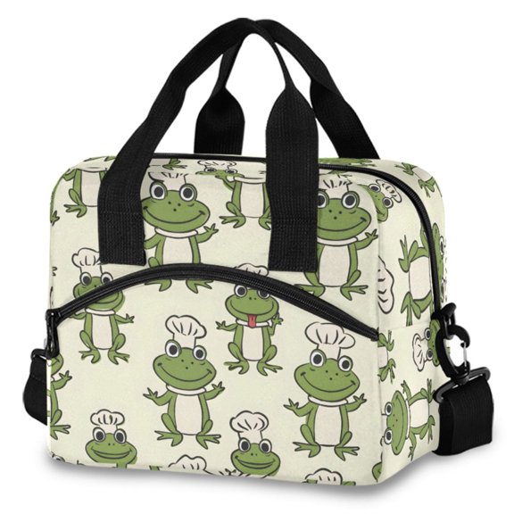 ALAZA Cute Frog Insulated Lunch Box Large Reusable Cooler Bag with Shoulder Strap