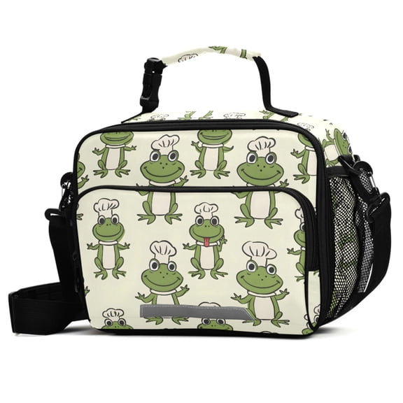 ALAZA Cute Frog Lunch Box Insulated Cooler Bag Reusable Tote Bags with Shoulder Strap