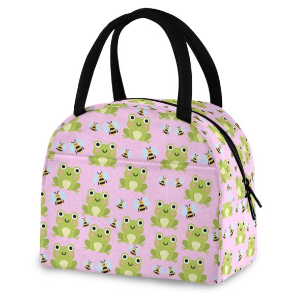 ALAZA Cute Frogs Bees Insulated Lunch Box Reusable Cooler Tote Bag Work Office Picnic