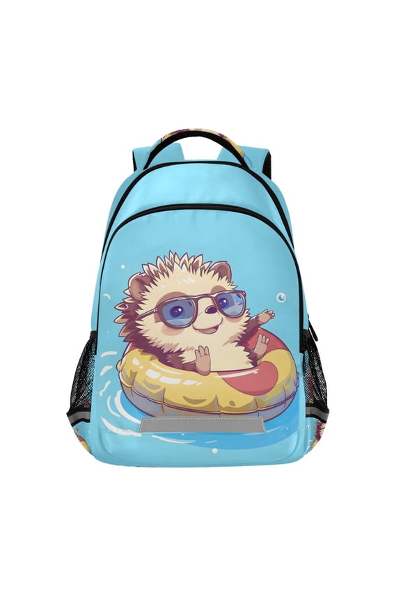 Cute Hedgehog Swimming Backpack Elementary School Bag Bookbag Travel Rucksack