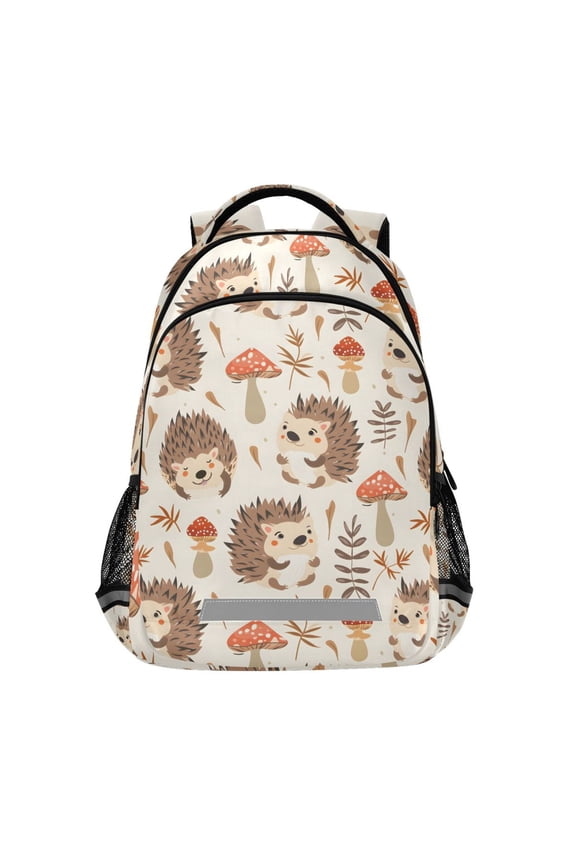 Cute Hedgehogs and Mushrooms Backpack Elementary School Bag Bookbag Travel Rucksack