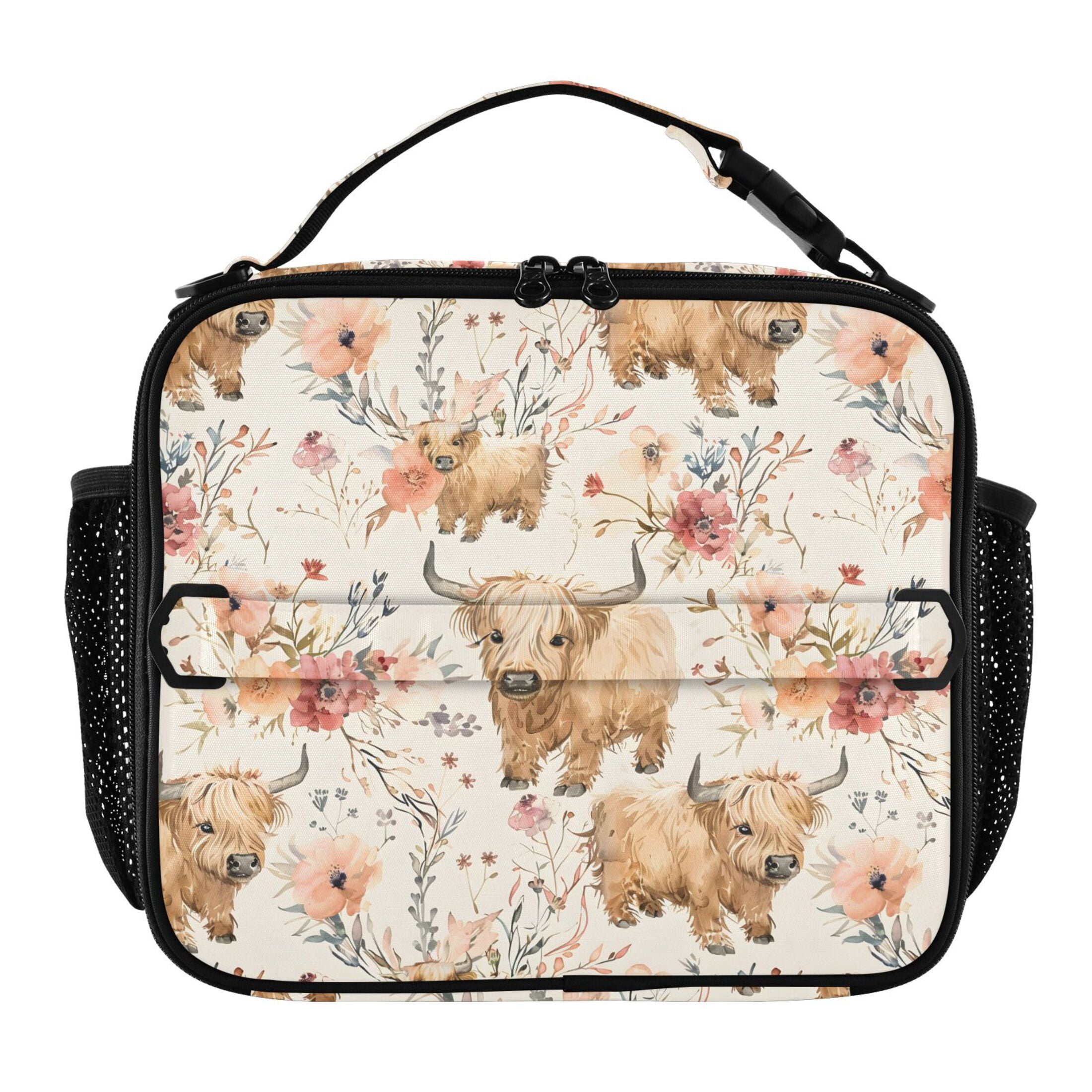 ALAZA Cute Highland Cows Lunch Box Insulated Lunch Bag Cooler Tote with Shoulder Strap