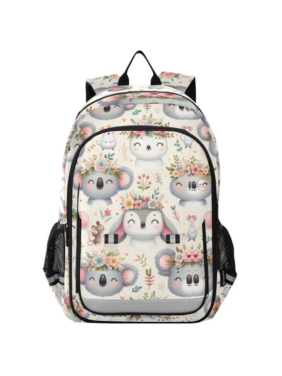 Cute Koala Llama and Floral Laptop Backpack Purse Travel Bag Casual School Bookbag Rucksack for Women Men