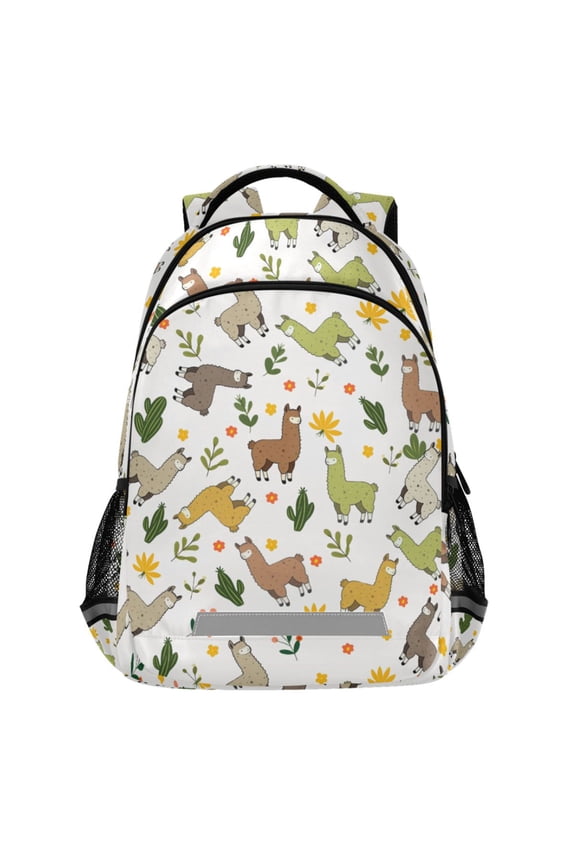 Cute Llama Pattern Backpack Elementary School Bags Student Bookbag Travel Rucksack