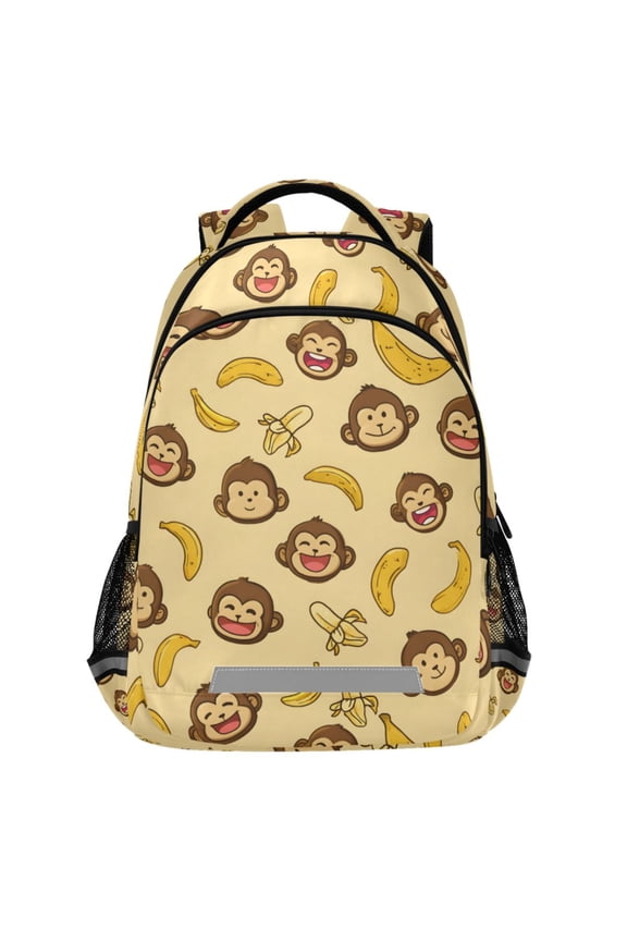 Cute Monkey Banana Pattern Backpack Elementary School Bags Student Bookbag Travel Rucksack