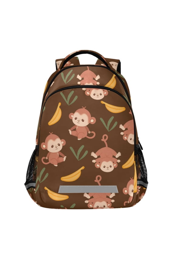 Cute Monkey Banana Pattern Backpack Elementary School Bags Student Bookbag Travel Rucksack