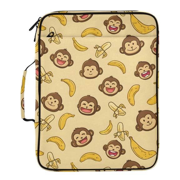 ALAZA Cute Monkey Banana Pattern Expanding Accordion File Folder 3 Ring Zipper Binder Organizer Portable Document Bag