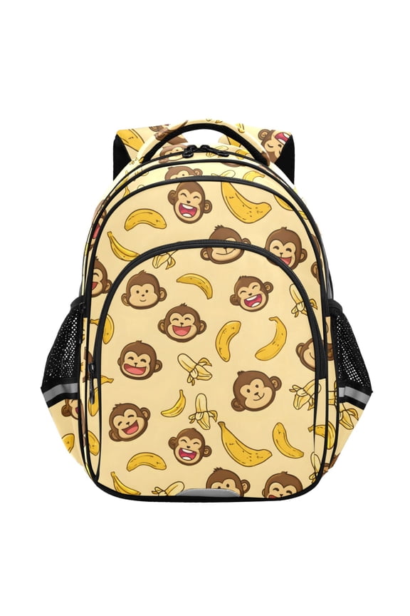 Cute Monkey Banana School Backpack Elementary Bag Student Bookbag Travel Rucksack