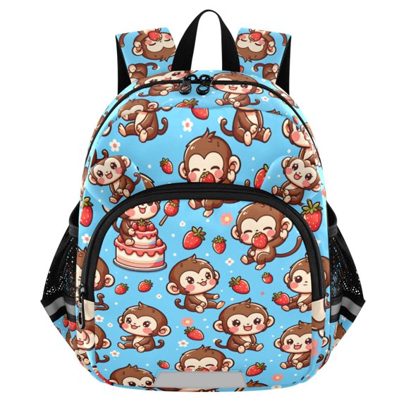 ALAZA Cute Monkey and Strawberry Mini Backpack School Bookbag Age 3-7 Small