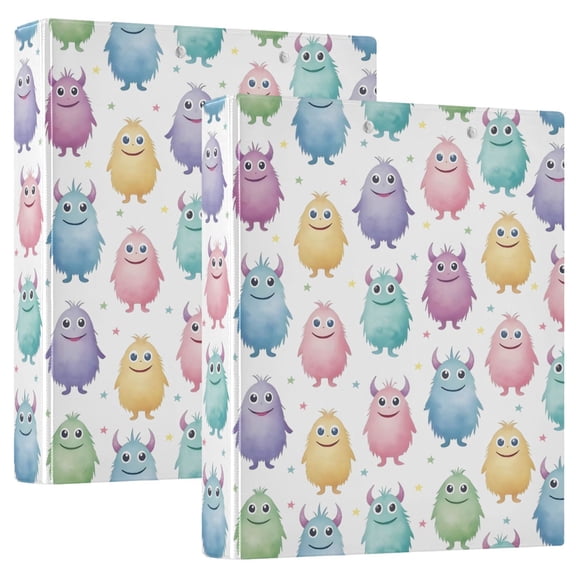 ALAZA Cute Monsters Hardcover 3 Ring Binder 1.5" D-Rings with Interior Pockets Binders School 2 PCs