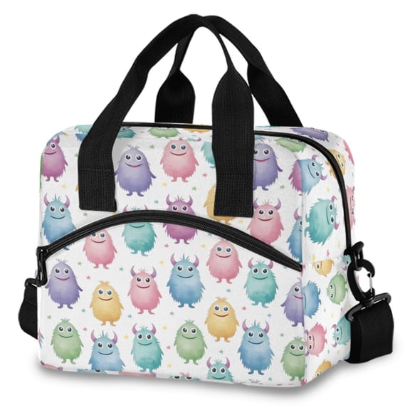 ALAZA Cute Monsters Insulated Lunch Box Large Reusable Cooler Bag with Shoulder Strap