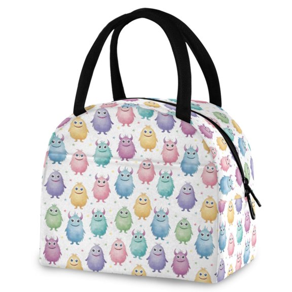 ALAZA Cute Monsters Insulated Lunch Box Reusable Cooler Tote Bag Work Office Picnic
