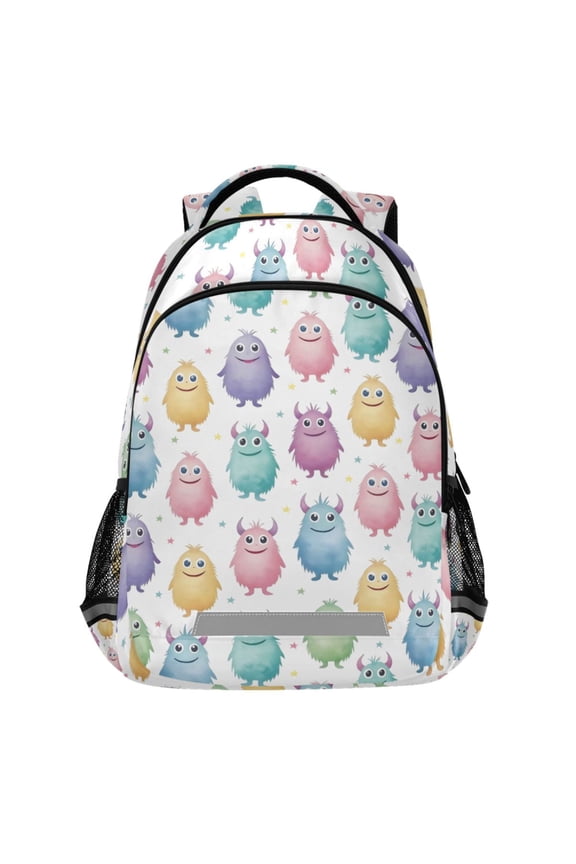 Cute Monsters Pattern Backpack Elementary School Bags Student Bookbag Travel Rucksack