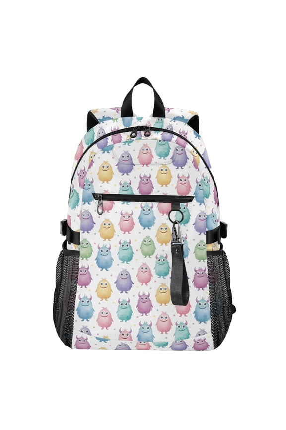 Cute Monsters Pattern School Backpack Travel Laptop Bag College Bookbag Casual Daypack for Women Men