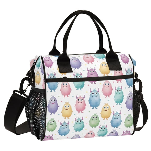 ALAZA Cute Monsters Print Cooler Lunch Bag Insulated Reusable Lunch Tote Large Leakproof Thermal Lunch Box for Work School Picnic Travel Small
