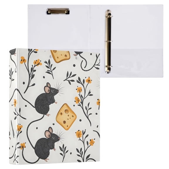 ALAZA Cute Mouse Rat Hardcover 3 Ring Binder 1.5" Round Rings Interior Pockets Binders Organizer 1 Pack