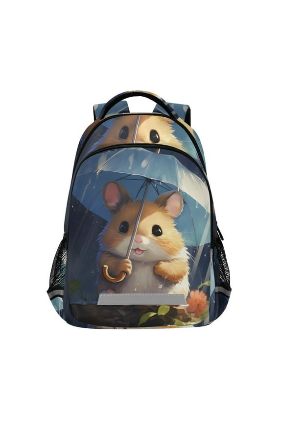 Cute Mouse with Umbrella Backpack Elementary School Bag Bookbag Travel Rucksack