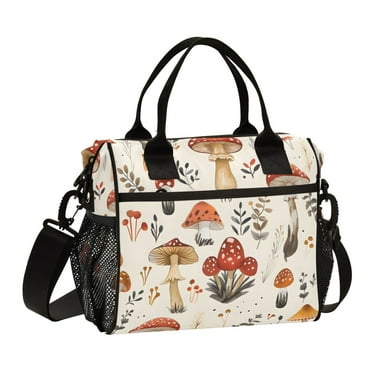 ALAZA Cute Mushroom Insulated Lunch Bag Reusable Tote Box Adjustable Shoulder Strap for Work Picnic