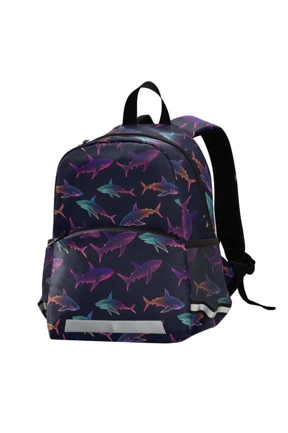 Cute Neon Sharks Swim School Backpack Elementary Student Bookbag