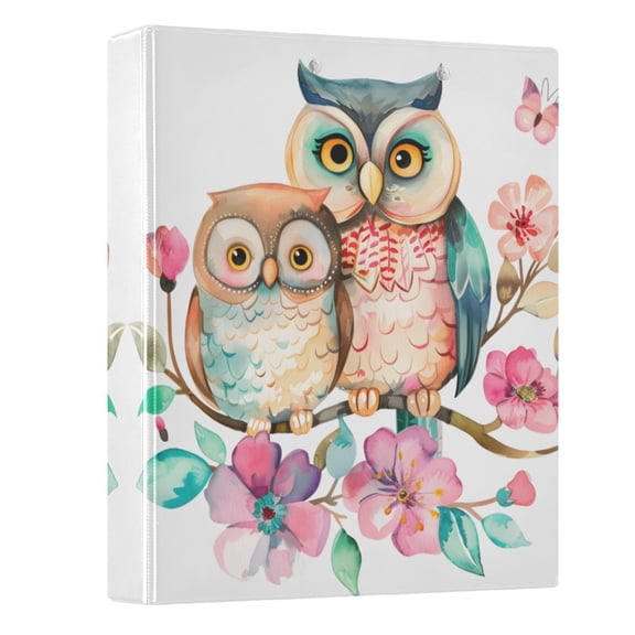 ALAZA Cute Owl Flowers 3 Ring Binder 1.5 Inch Three Ring Office Binders w/ clipboard & 3 pockets, Hold 200 Sheets, 1 pc